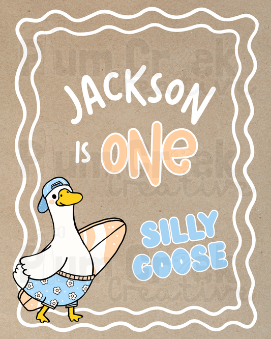 Banner Template | Blue ONE Silly Goose