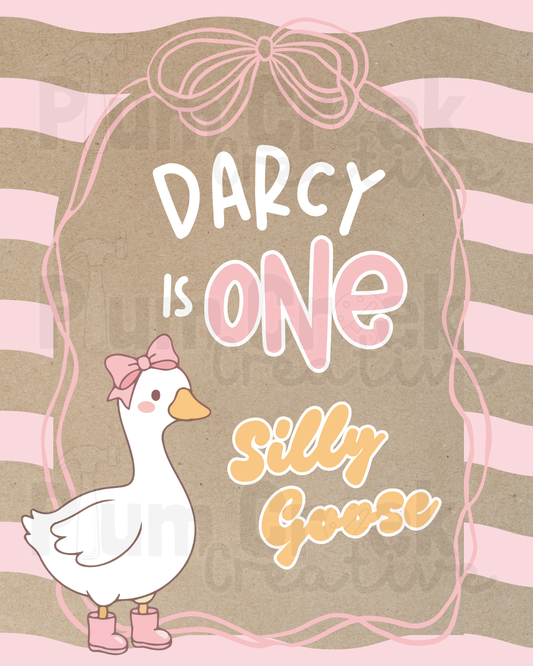 Banner Template: Pink ONE Silly Goose 48x36